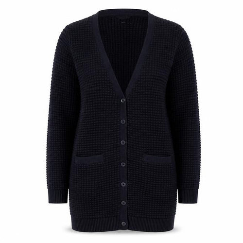 GANT Women’s Navy Blue S Waffle Knit V-Neck Button Cardigan