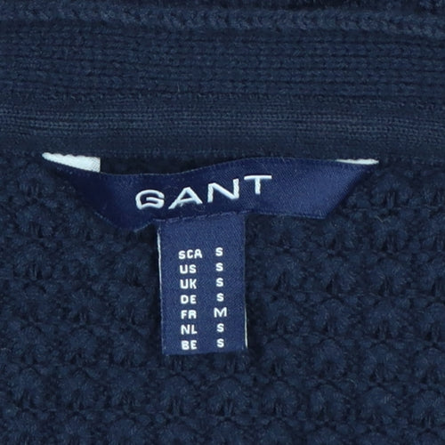 GANT Women’s Navy Blue S Waffle Knit V-Neck Button Cardigan