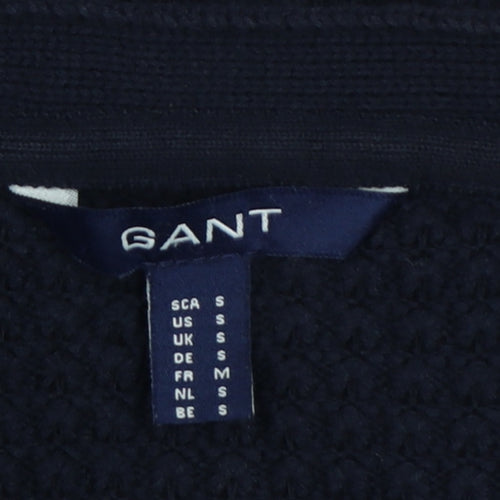 GANT Women’s Navy Blue S Waffle Knit V-Neck Button Cardigan
