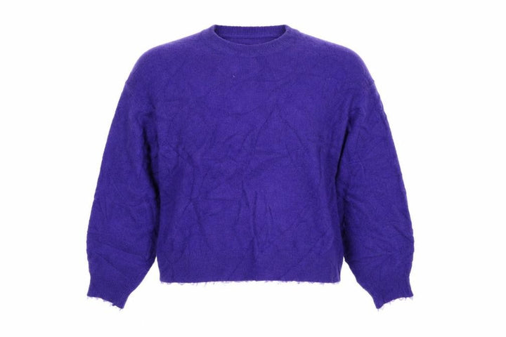Mango Women Purple UK 12 Puff Sleeve Crew Neck Knit Jumper