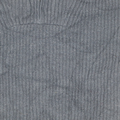 French Connection Women’s Blue M Rib Knit 1/4 Zip High Neck Jumper