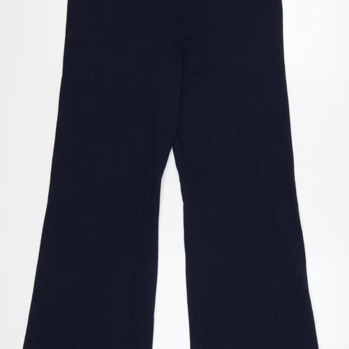 H&M Women’s Navy Blue UK 6 Ribbed Flared Stretch Trousers