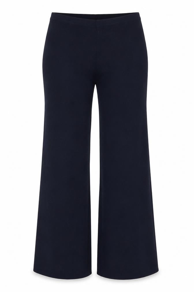 H&M Women’s Navy Blue UK 6 Ribbed Flared Stretch Trousers