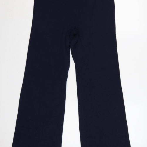H&M Women’s Navy Blue UK 6 Ribbed Flared Stretch Trousers