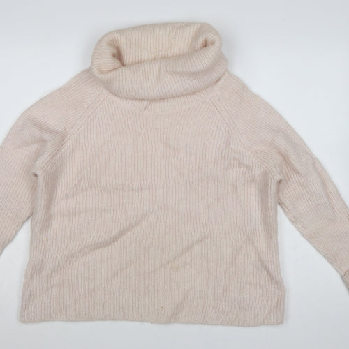 Mint Velvet Women Pink UK 16 Mohair Blend Roll Neck Pullover Jumper