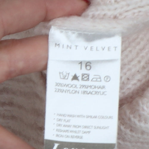 Mint Velvet Women Pink UK 16 Mohair Blend Roll Neck Pullover Jumper