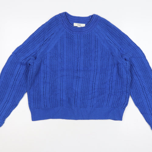 Marks and Spencer Women’s Blue M Chunky Knit Crew Neck Jumper