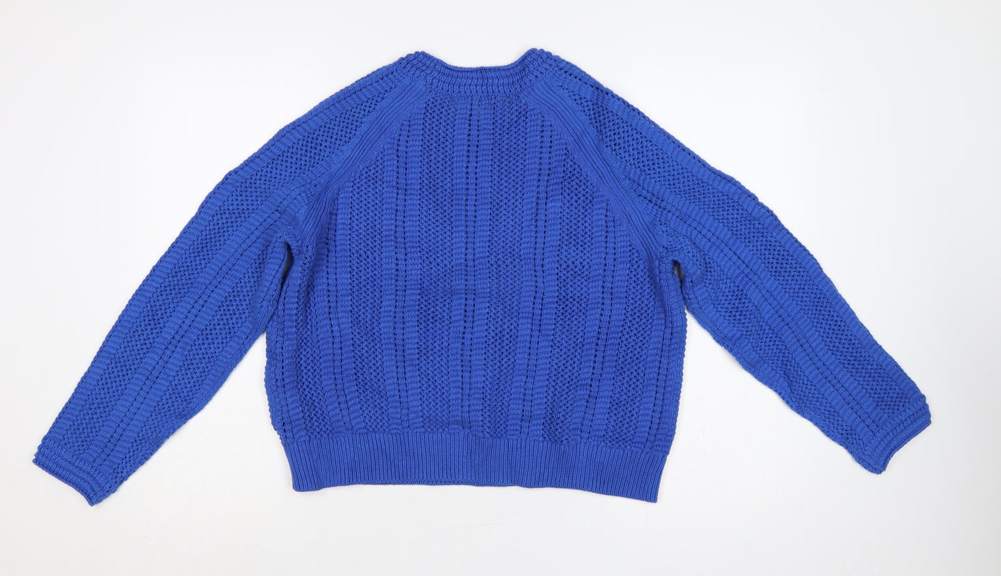 Marks and Spencer Women’s Blue M Chunky Knit Crew Neck Jumper