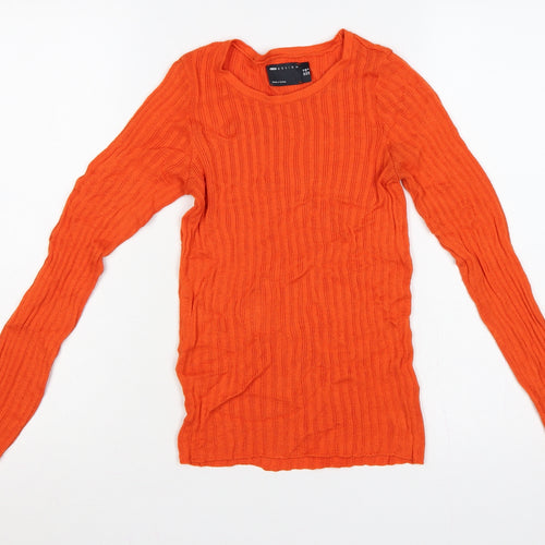 ASOS Design Women’s Orange Ribbed Crew Neck Slim Knit Jumper UK 12