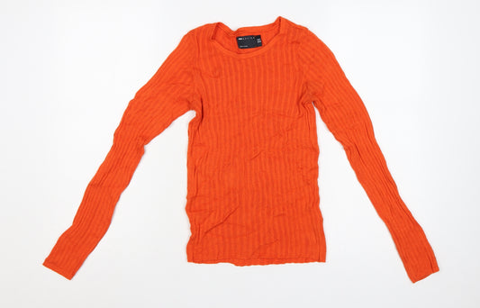 ASOS Design Women’s Orange Ribbed Crew Neck Slim Knit Jumper UK 12