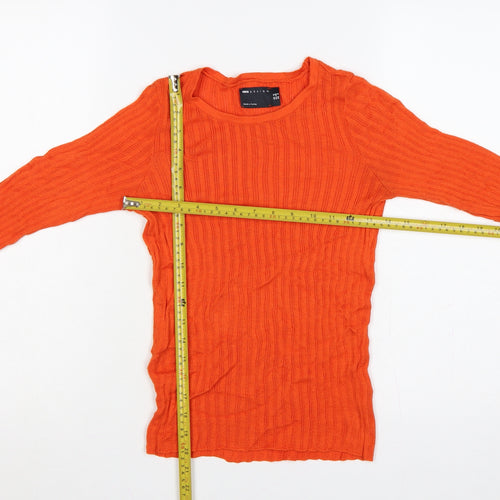 ASOS Design Women’s Orange Ribbed Crew Neck Slim Knit Jumper UK 12