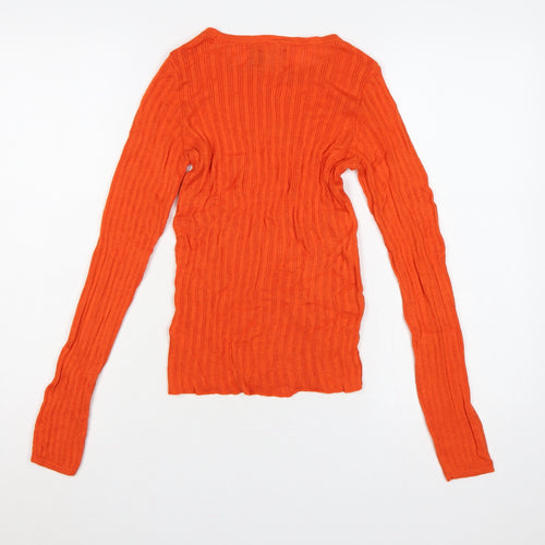 ASOS Design Women’s Orange Ribbed Crew Neck Slim Knit Jumper UK 12