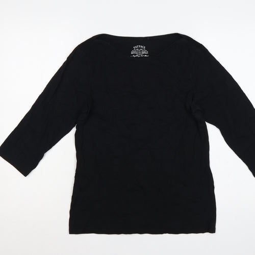 Fat Face Women’s Black UK 14 Cotton Modal 3/4 Sleeve Tunic T-Shirt