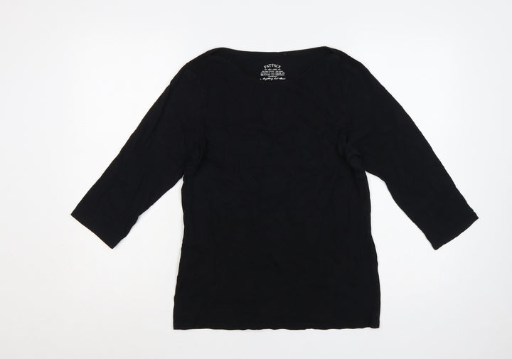Fat Face Women’s Black UK 14 Cotton Modal 3/4 Sleeve Tunic T-Shirt