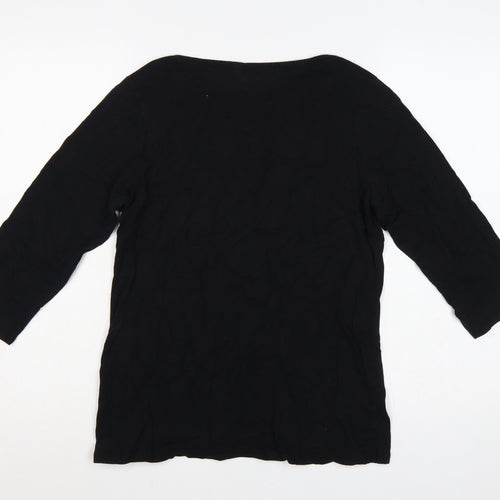 Fat Face Women’s Black UK 14 Cotton Modal 3/4 Sleeve Tunic T-Shirt