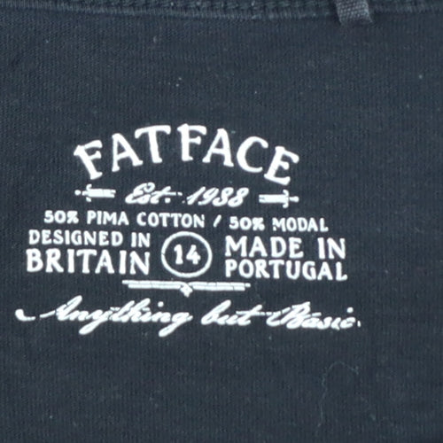 Fat Face Women’s Black UK 14 Cotton Modal 3/4 Sleeve Tunic T-Shirt