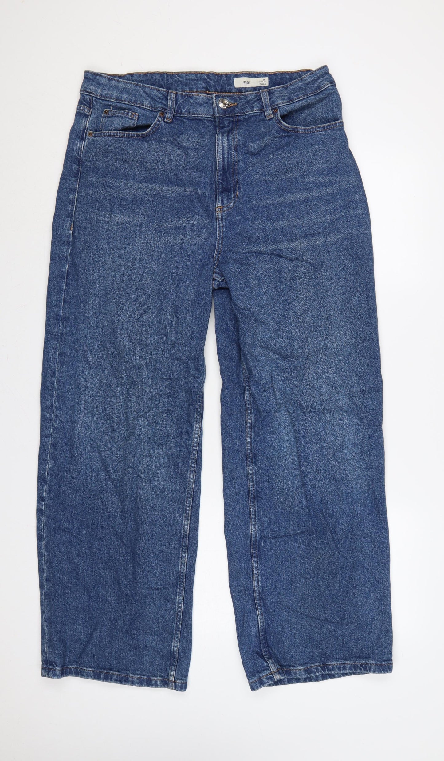 Marks and Spencer Women’s Blue UK 16 Wide-Leg High Rise Jeans