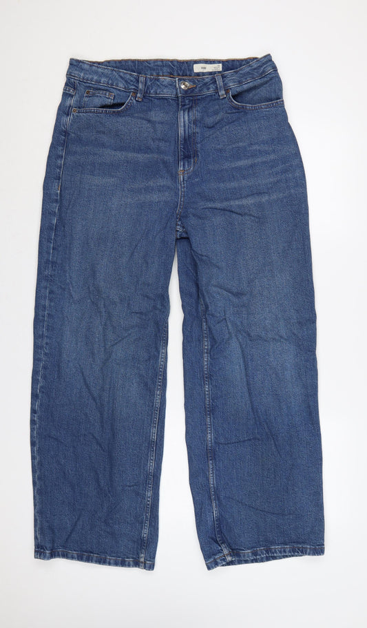 Marks and Spencer Women’s Blue UK 16 Wide-Leg High Rise Jeans