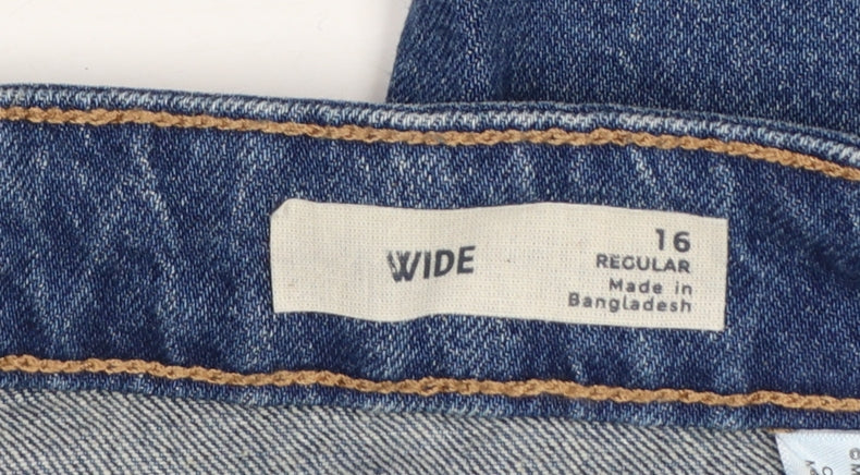 Marks and Spencer Women’s Blue UK 16 Wide-Leg High Rise Jeans