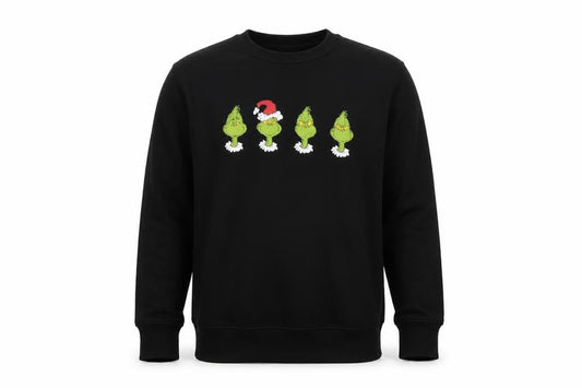 The Grinch Men’s Black S Christmas Graphic Print Crew Neck Sweatshirt
