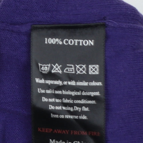 Monsoon Women Purple UK 12 V-Neck 3/4 Sleeve Cotton Button Cardigan