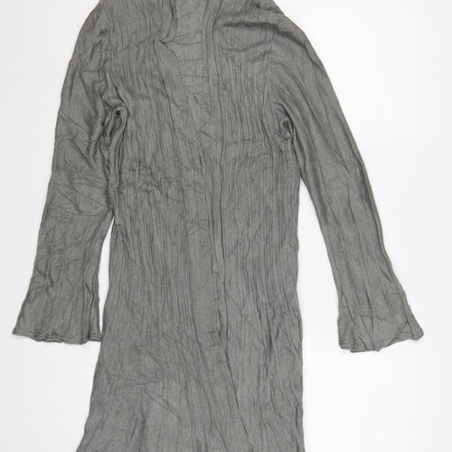 Per Una Women Grey Size 14 Longline Open Knit Cardigan Bell Sleeves