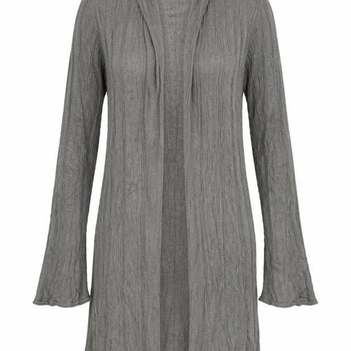 Per Una Women Grey Size 14 Longline Open Knit Cardigan Bell Sleeves