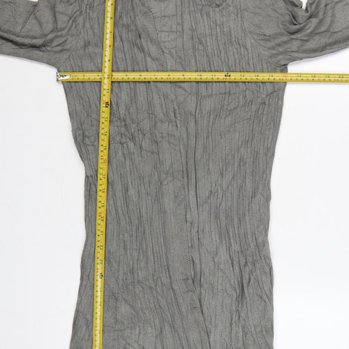 Per Una Women Grey Size 14 Longline Open Knit Cardigan Bell Sleeves