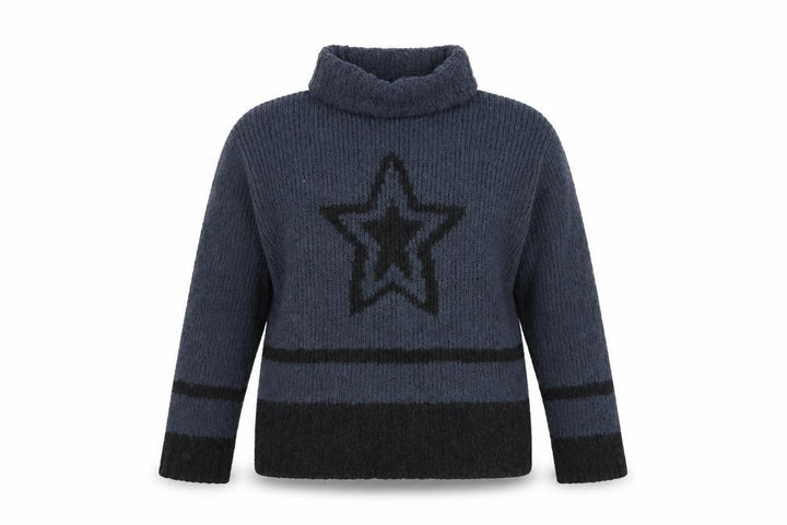 River Island Women Grey L Roll Neck Star Pullover Knit Jumper