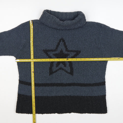 River Island Women Grey L Roll Neck Star Pullover Knit Jumper