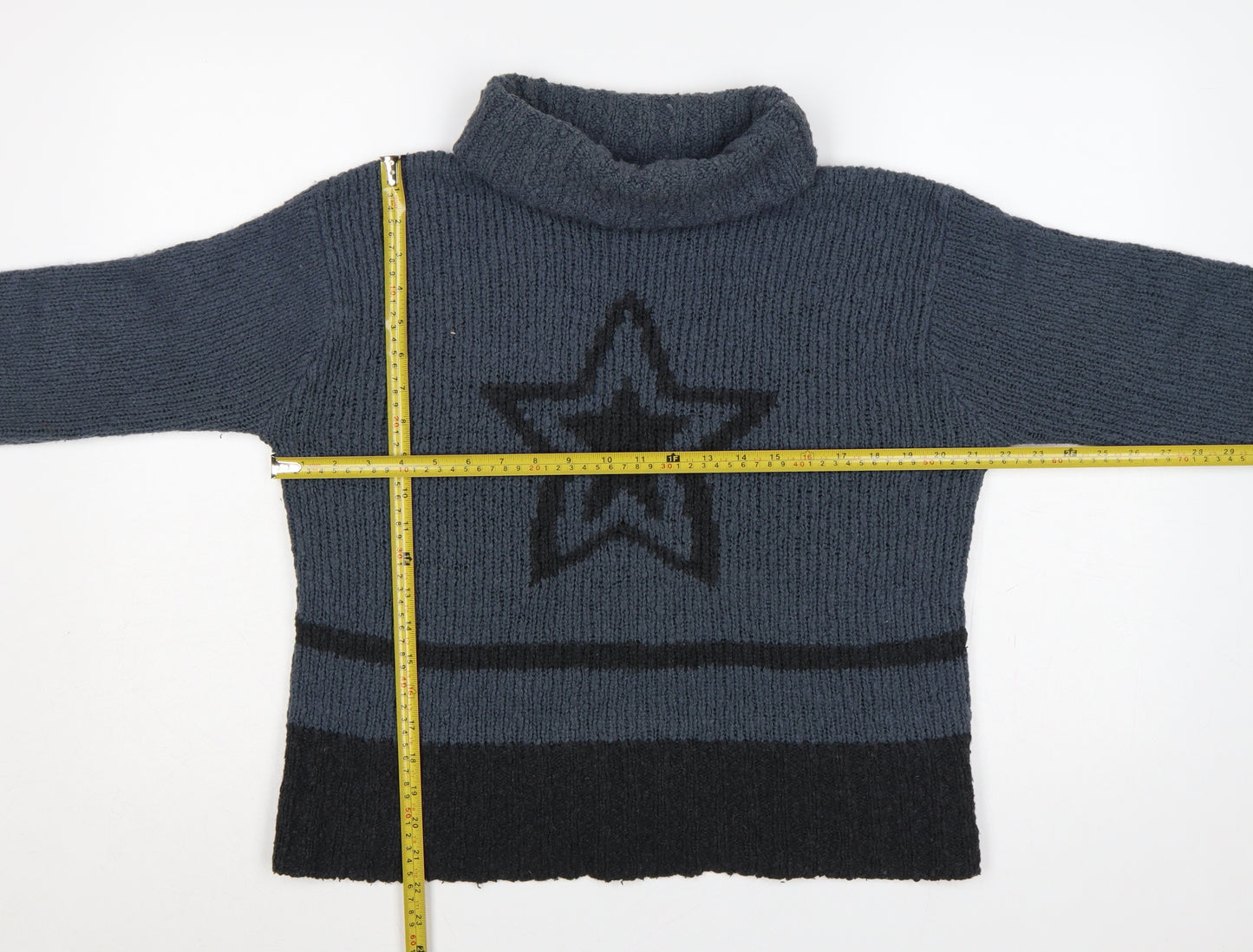 River Island Women Grey L Roll Neck Star Pullover Knit Jumper