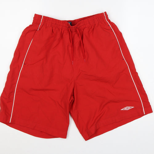 Umbro Men’s Red L Swim Shorts Mesh Lined Drawstring Sports