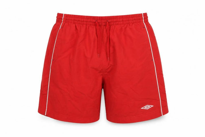 Front view of Umbro Men’s Red L Swim Shorts Mesh Lined Drawstring Sports