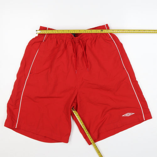Umbro Men’s Red L Swim Shorts Mesh Lined Drawstring Sports