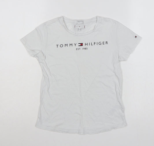 Tommy Hilfiger Girls White 11-12 Years Basic Logo Organic Cotton T-Shirt