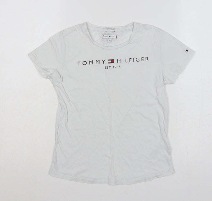 Tommy Hilfiger Girls White 11-12 Years Basic Logo Organic Cotton T-Shirt