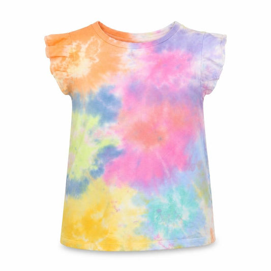 ASOS Women Multicoloured Tie Dye Ruffle Sleeve T-Shirt UK 10
