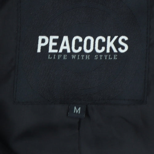 Peacocks Men’s Black M Wool Blend Pea Coat Double Breasted