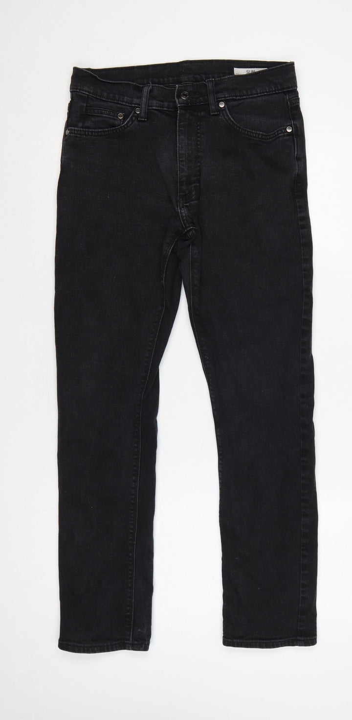 Marks & Spencer Men’s Black Slim Straight Jeans W30 L31 Stretch