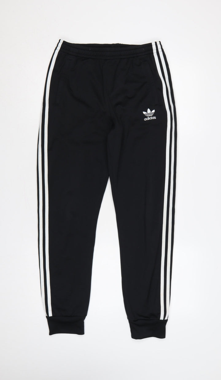 adidas Boys Black 13-14 Years Jogger Track Trousers 3 Stripe
