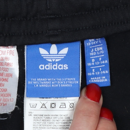 adidas Boys Black 13-14 Years Jogger Track Trousers 3 Stripe