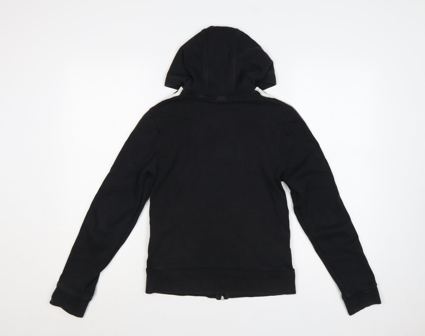 Adidas Women’s Black S Full Zip Hoodie 3 Stripe Cotton Logo