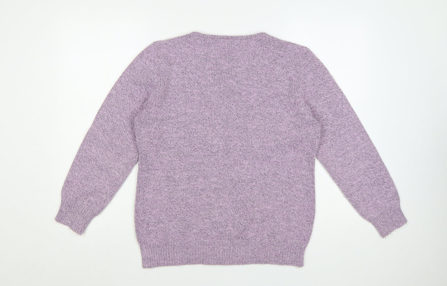 Damart Women Purple UK 16 Floral Embroidered Knit Pullover Jumper