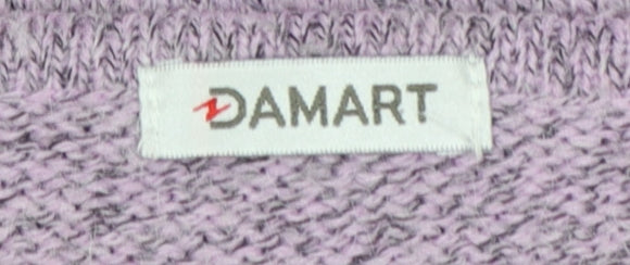 Damart Women Purple UK 16 Floral Embroidered Knit Pullover Jumper