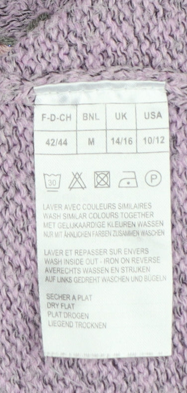 Damart Women Purple UK 16 Floral Embroidered Knit Pullover Jumper