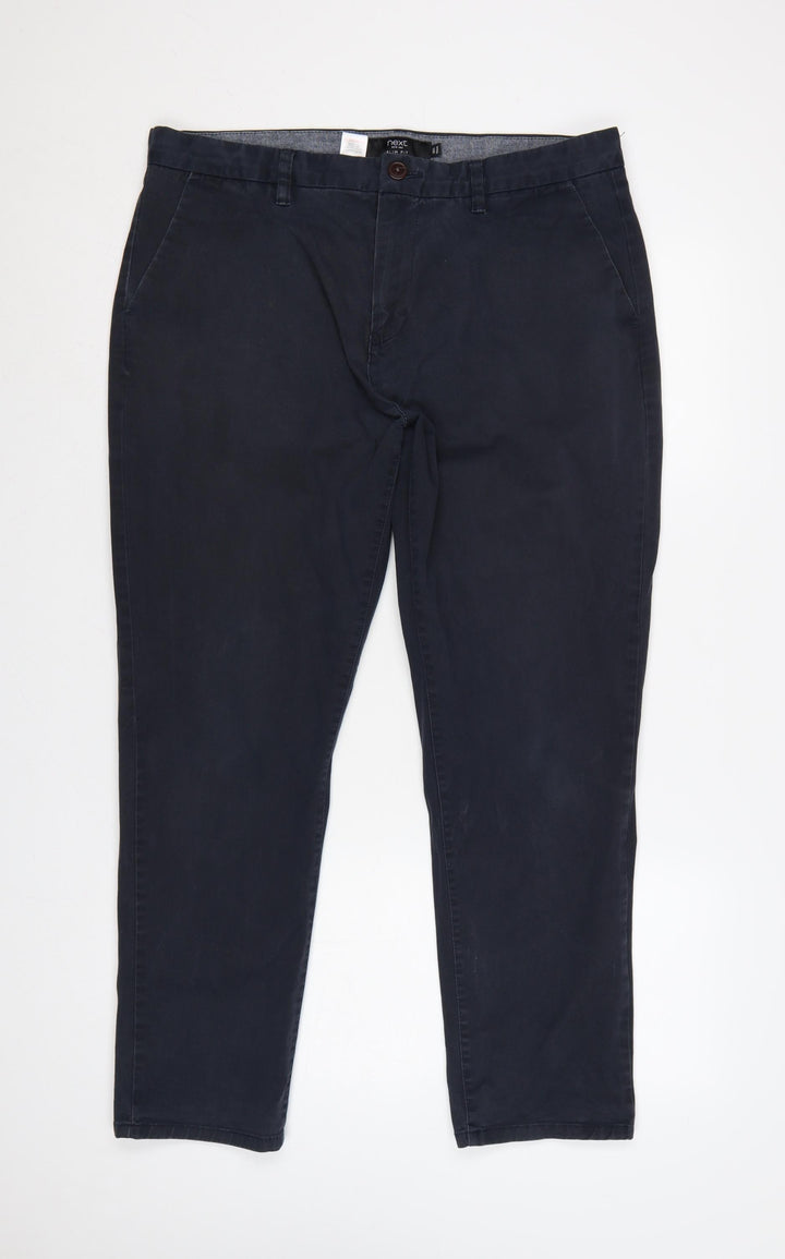 Next Men’s Navy 36S Slim Fit Chino Trousers Cotton Stretch 36in 29in