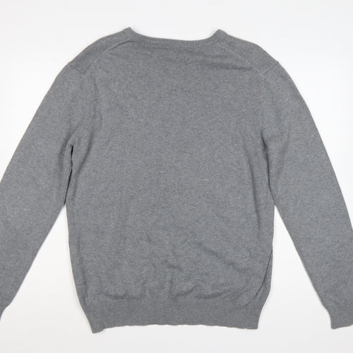 Crew Clothing Company Men’s Grey L Cotton Cashmere V-Neck Pullover Jumper