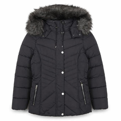 New Look Women’s Black Petite UK 8 Hooded Faux Fur Puffer Coat