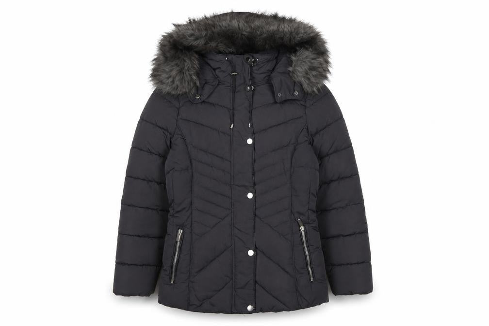 New Look Women’s Black Petite UK 8 Hooded Faux Fur Puffer Coat