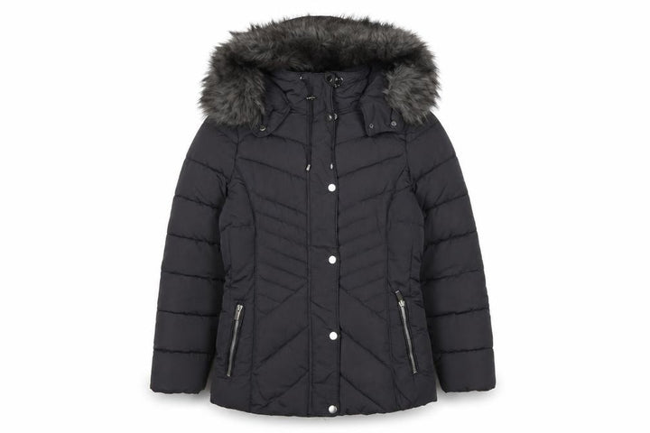 New Look Women’s Black Petite UK 8 Hooded Faux Fur Puffer Coat